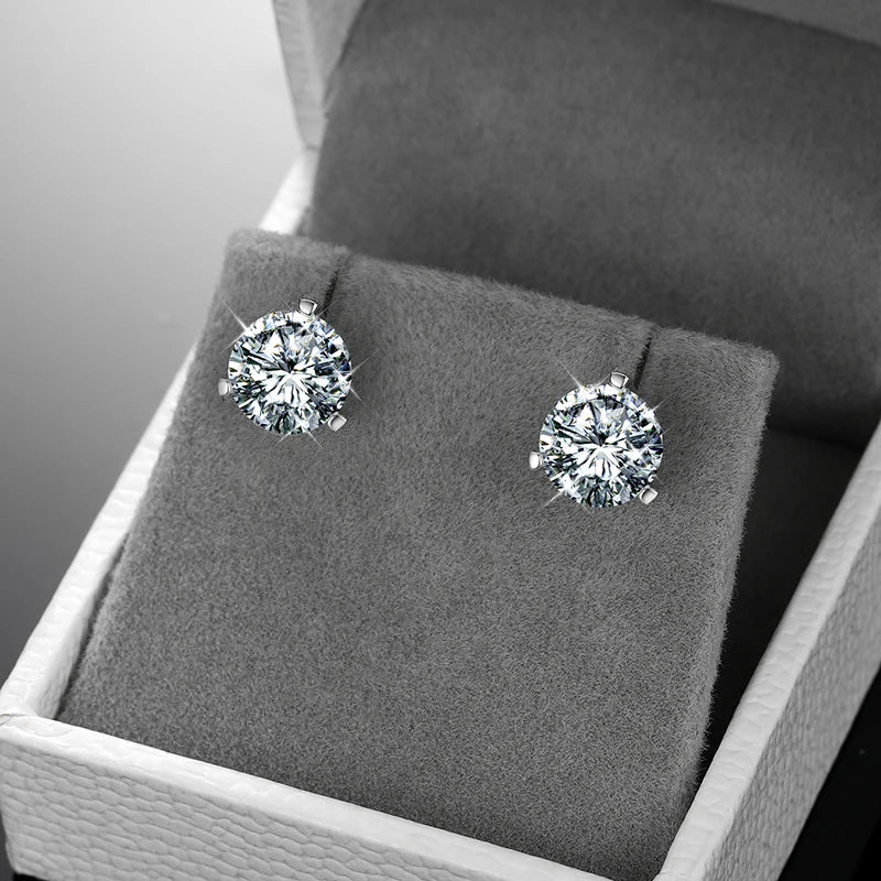 1.5 Carat Moissanite Sterling Silver Stud Earrings - Silver / 1.5 Carat (7.5mm)