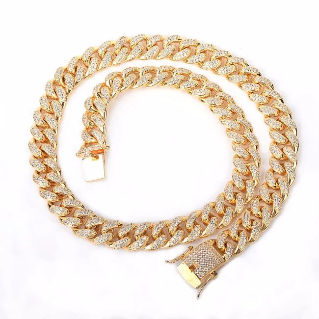 12mm Miami Cuban Link Chain - Gold / 16’’