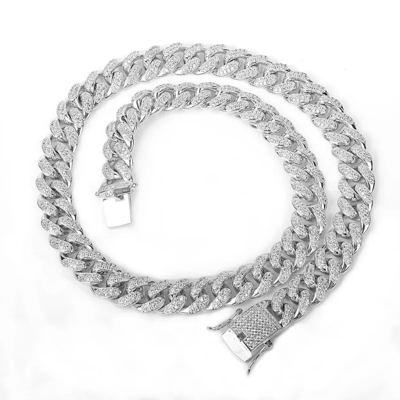 12mm Miami Cuban Link Chain - Silver / 16’’