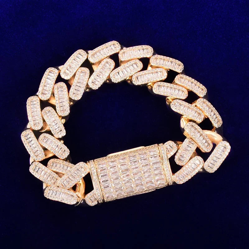 20mm Baguette Cuban Bracelet - 7’’ / Gold