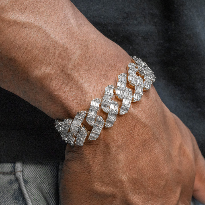 20mm Baguette Cuban Bracelet - 7’’ / Silver