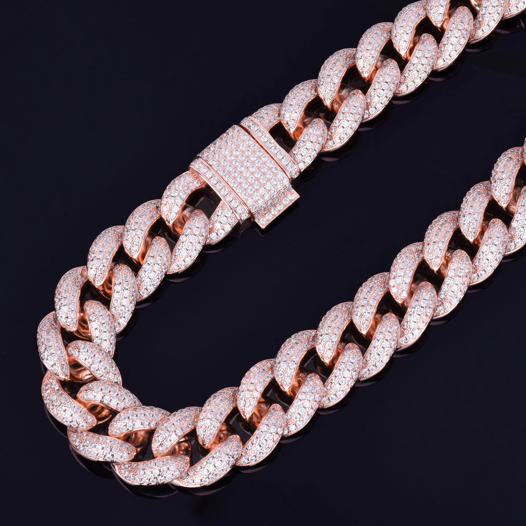 23mm Miami Cuban Link Chain Necklace - Rose Gold / 16’’