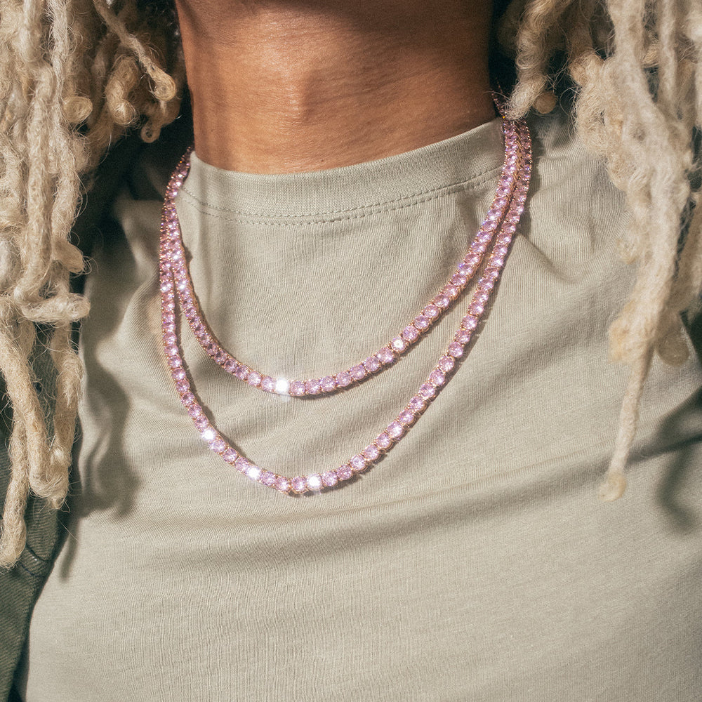 Elegant Pink Tennis Necklace