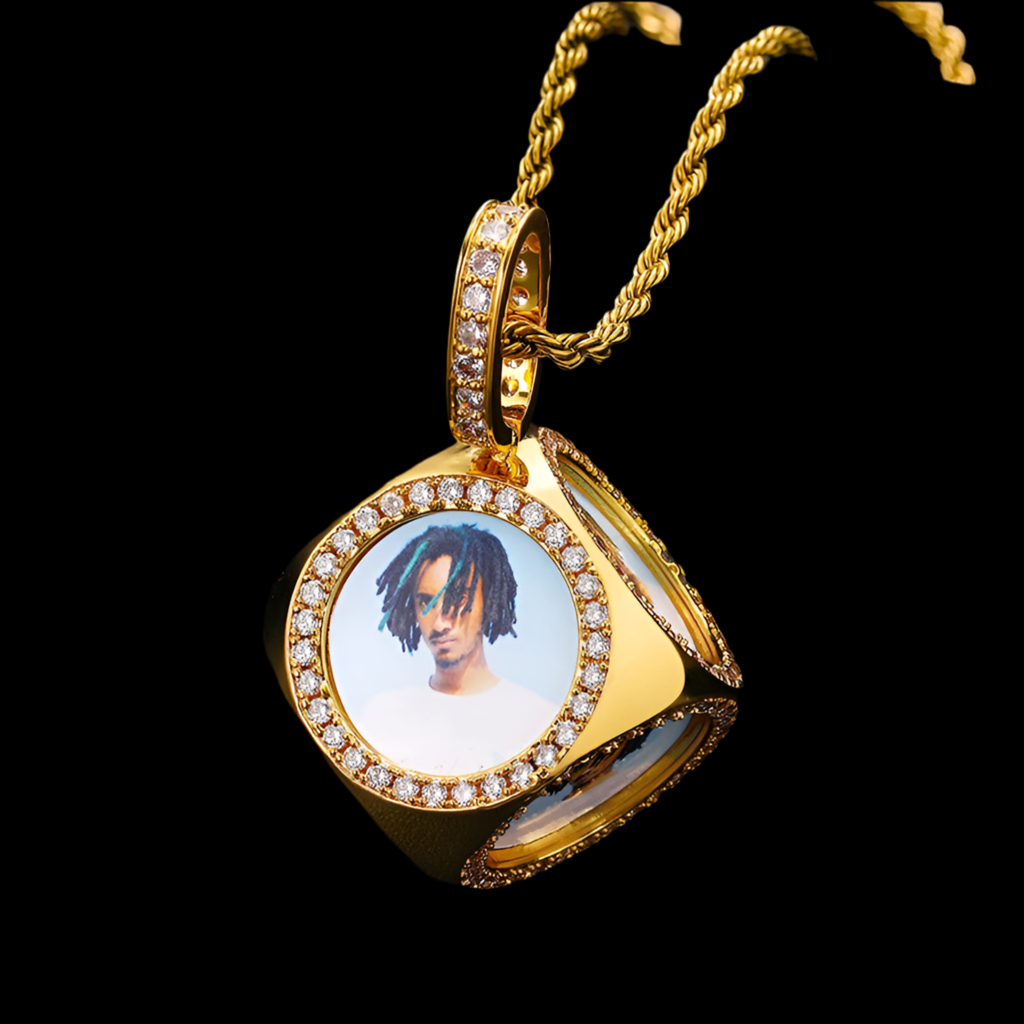 Dice Shaped Custom Photo Medallion Pendant