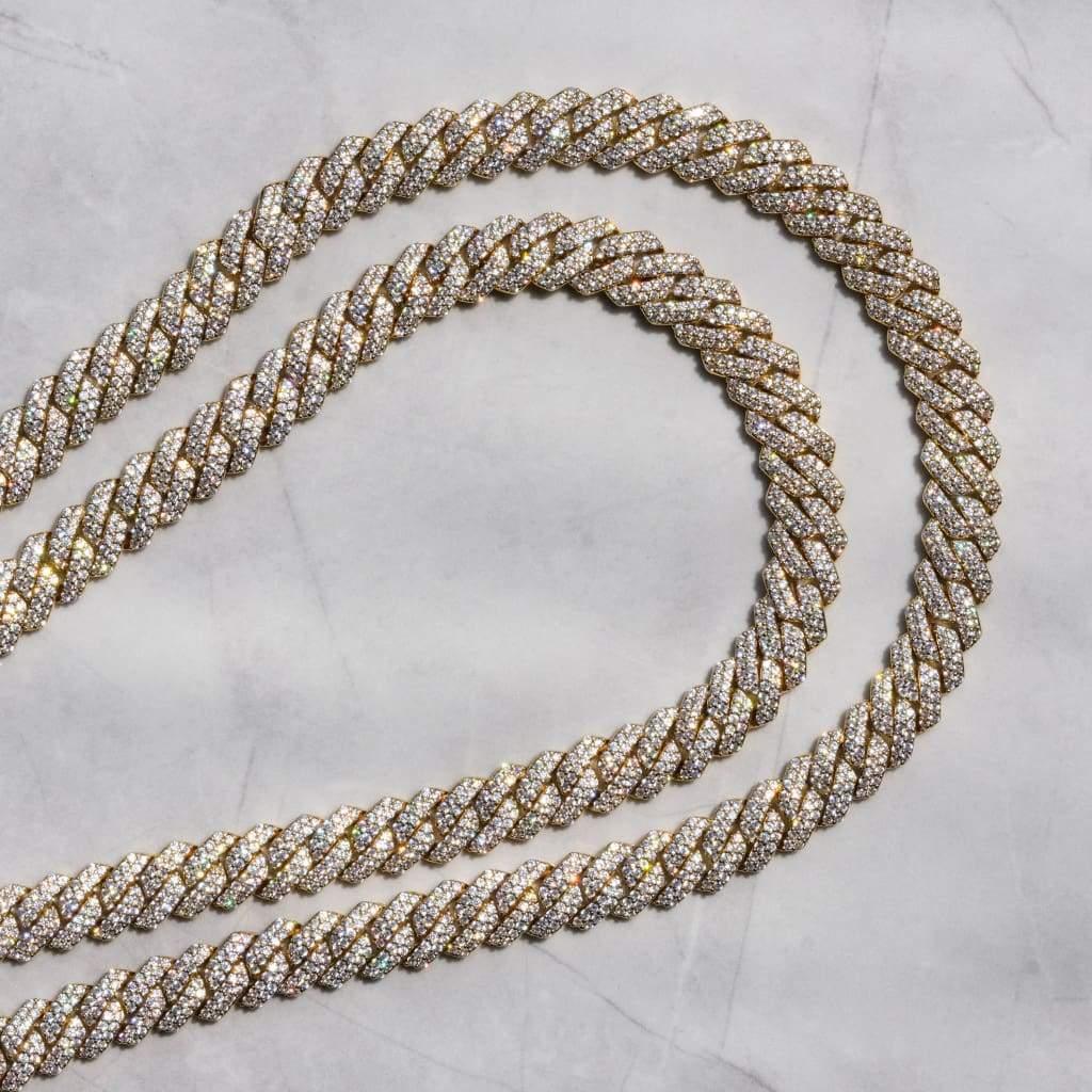 12mm Moissanite Prong Chain - Gold