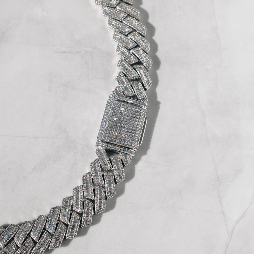 20mm Baguette Cuban Link Chain (Silver)