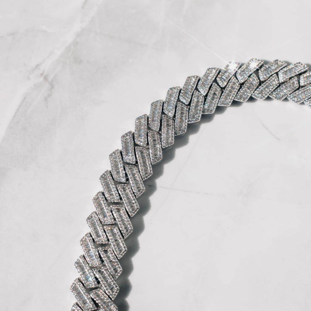 20mm Baguette Cuban Link Chain (Silver)