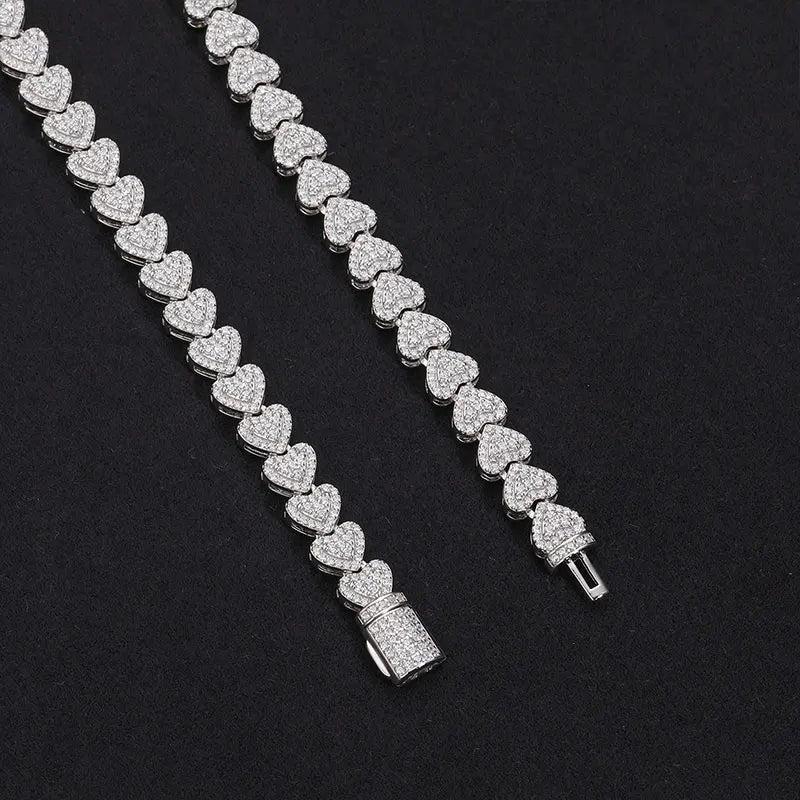 8mm Moissanite Heart Chain