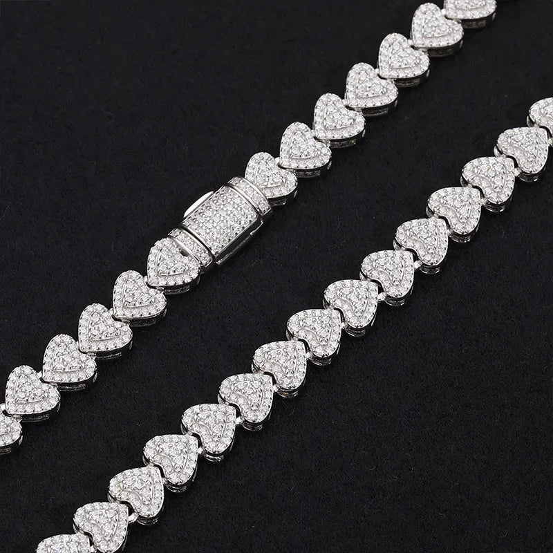 8mm Moissanite Heart Chain