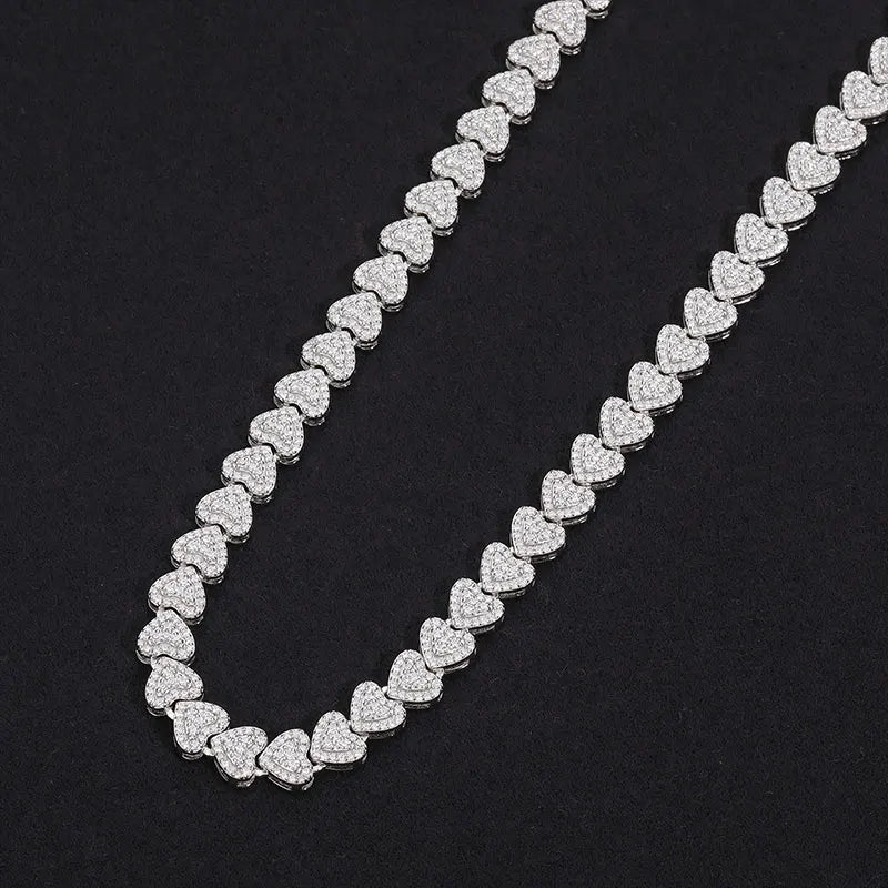 8mm Moissanite Heart Chain