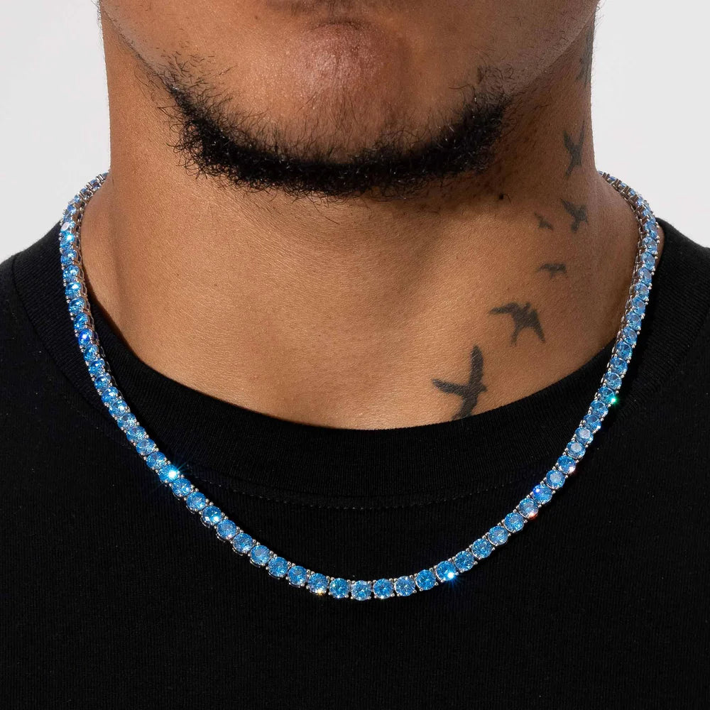 4mm Tennis Chain - Light Blue