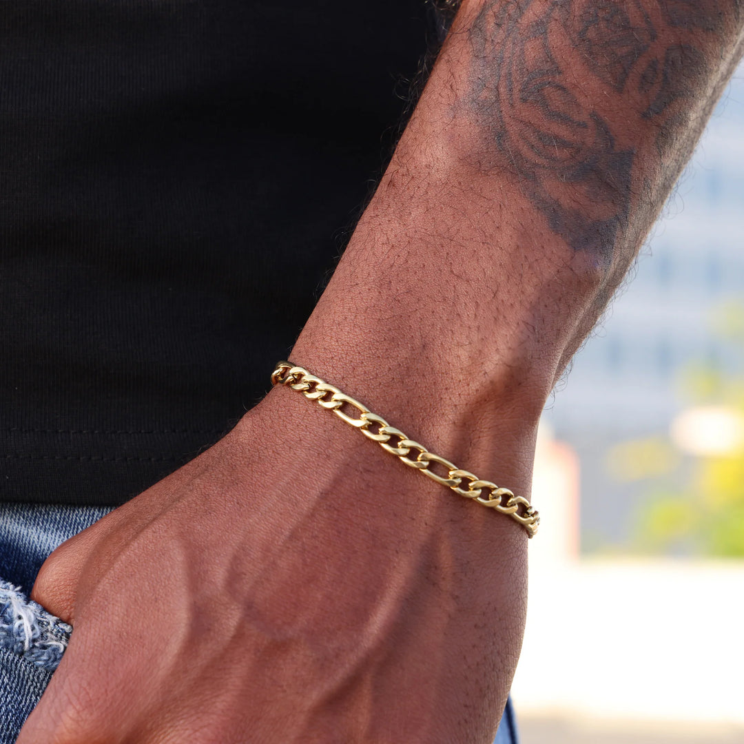 5mm Figaro Link Bracelet - Gold