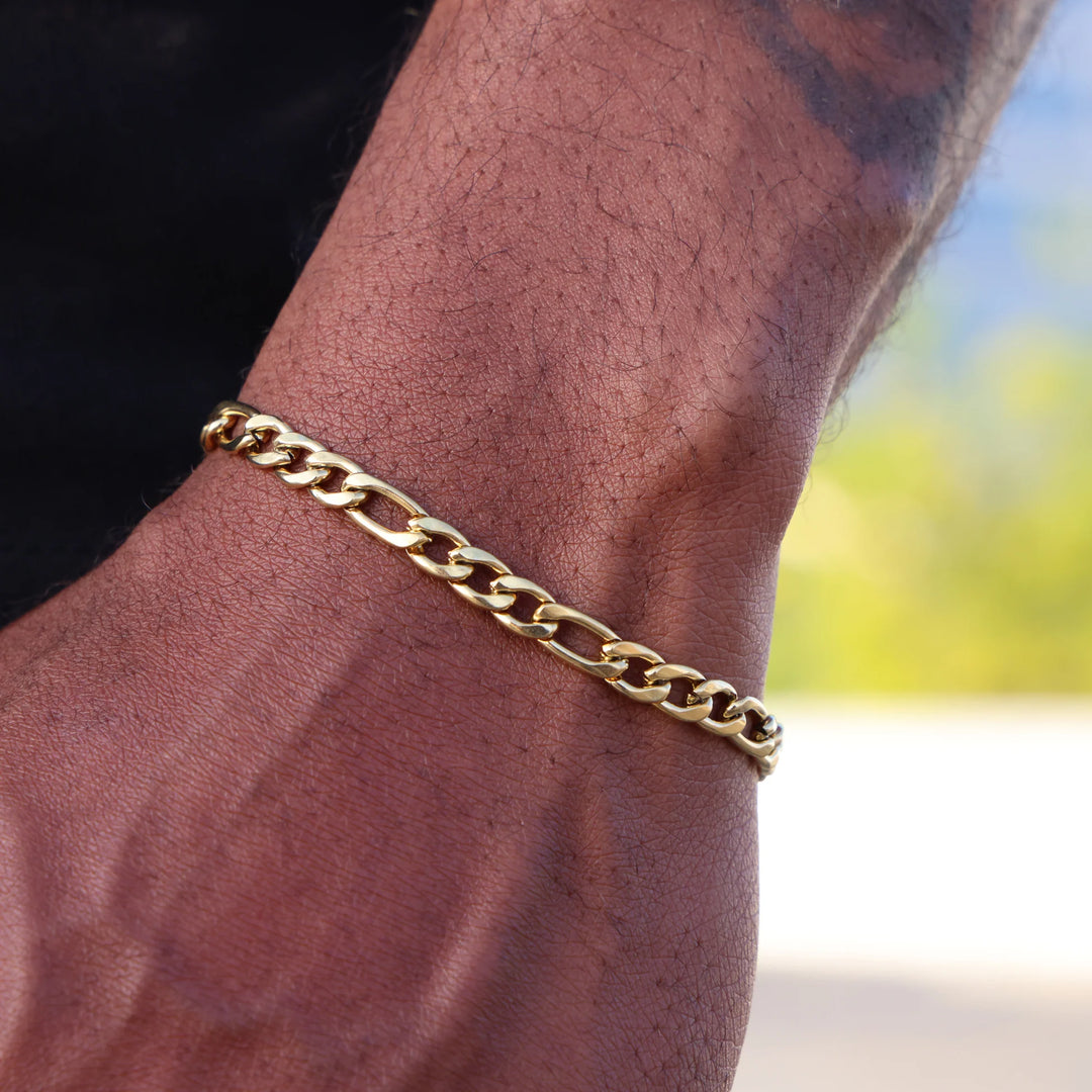 5mm Figaro Link Bracelet - Gold