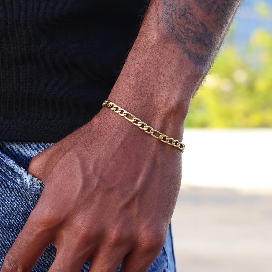 5mm Figaro Link Bracelet - Gold