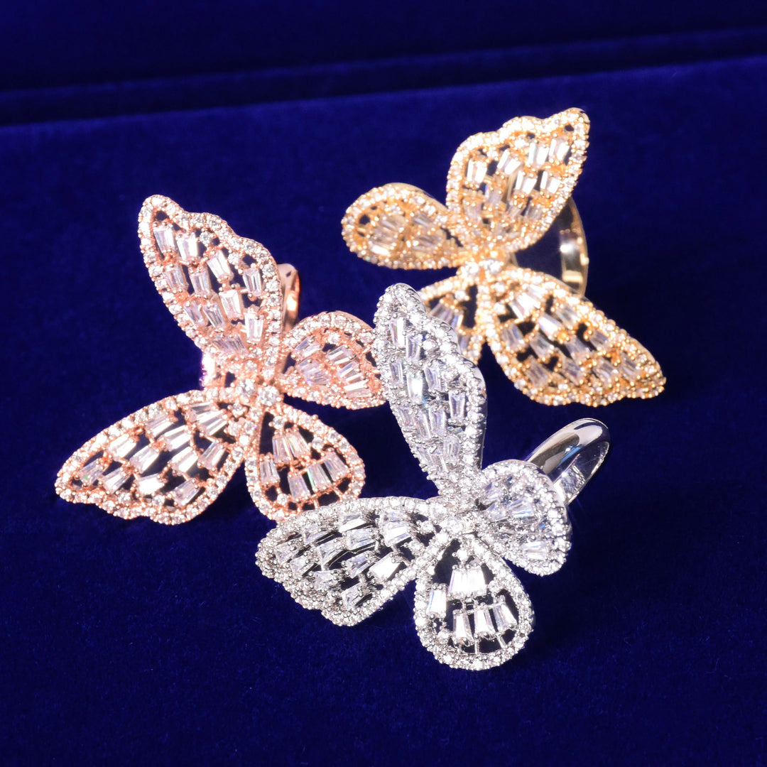 Butterfly Baguette Adjustable Ring