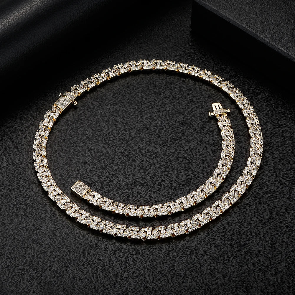 Baguette Chain Link Necklace - Gold