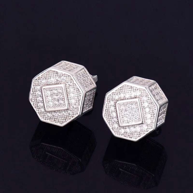 Hex Round Stud Earring