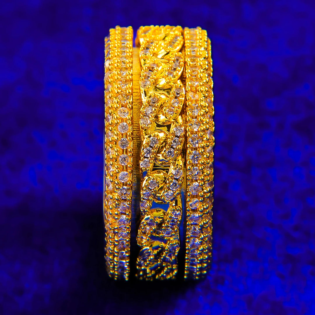 Iced Out Gold Plated Spinning Ring