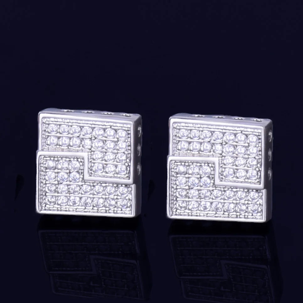 10mm Square Maze Stud Earrings