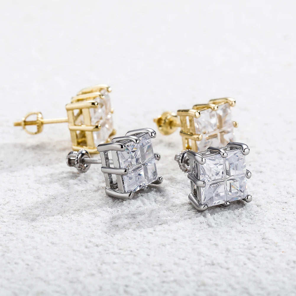 Iced Baguette Square Earrings