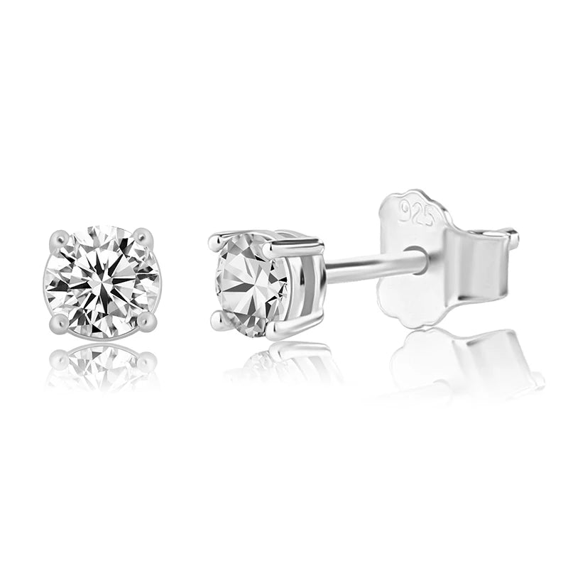 Brilliance Solitaire Studs- 925 Silver - D Color - VVS1