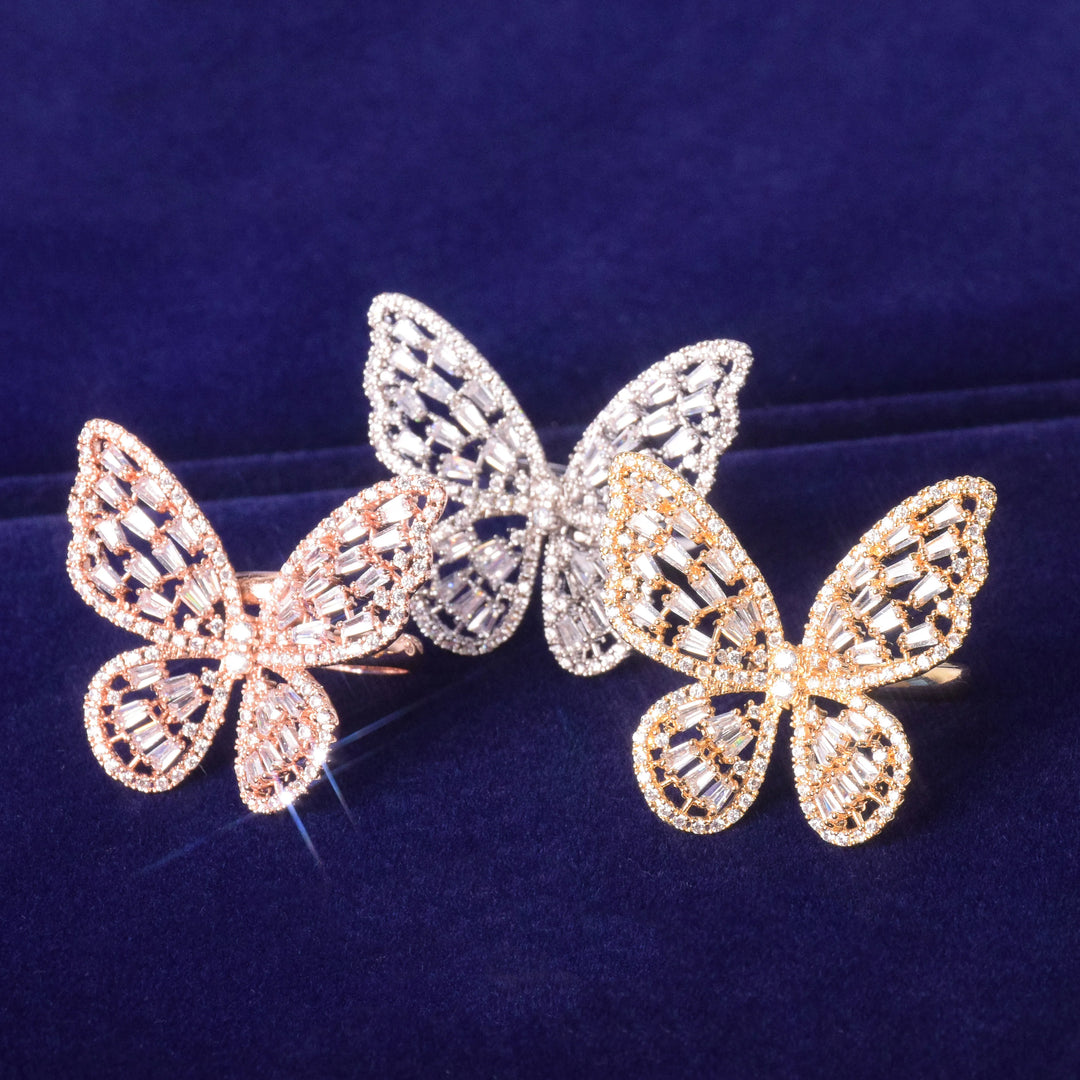 Butterfly Baguette Adjustable Ring