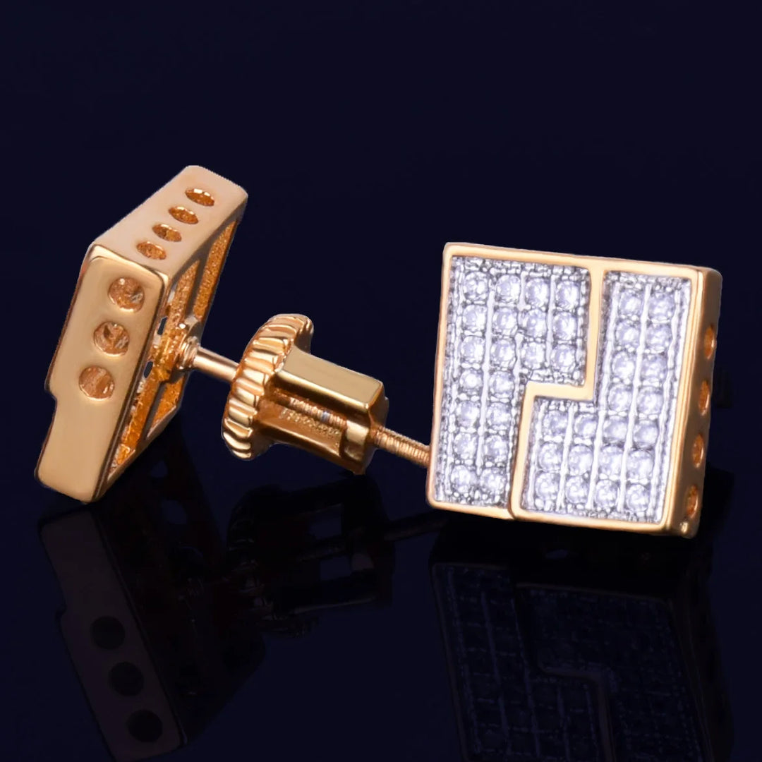 10mm Square Maze Stud Earrings