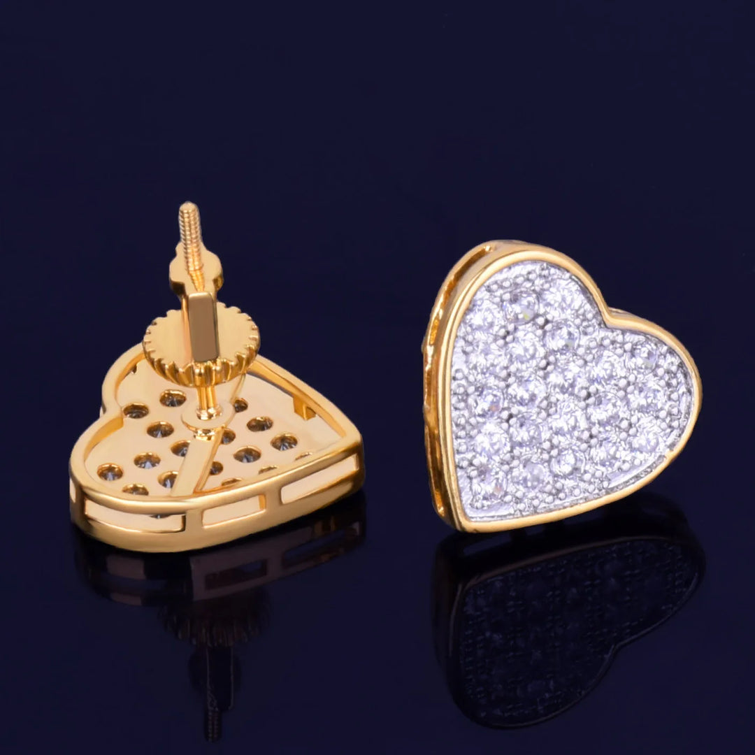 14mm Heart Stud Earrings