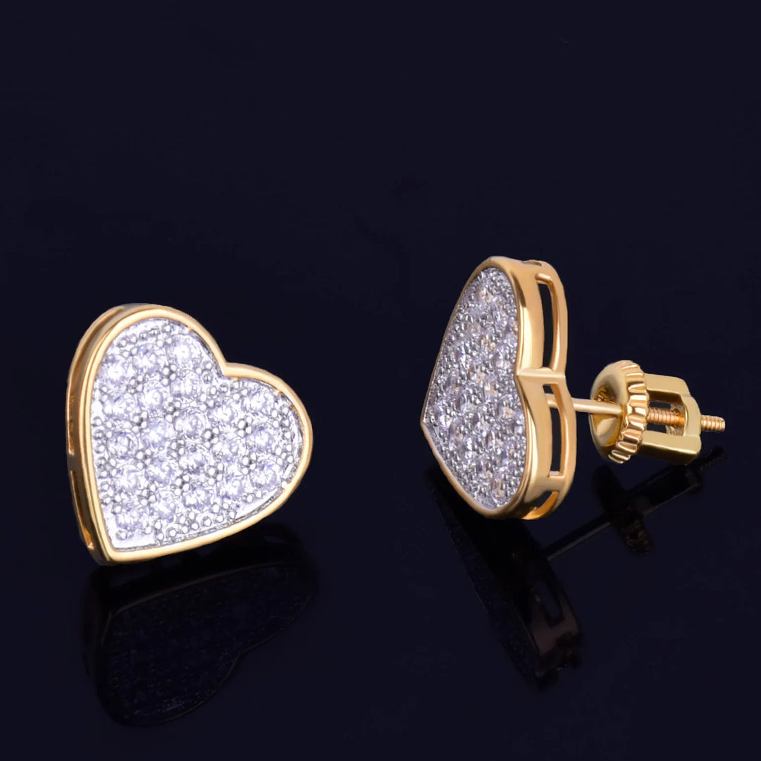 14mm Heart Stud Earrings