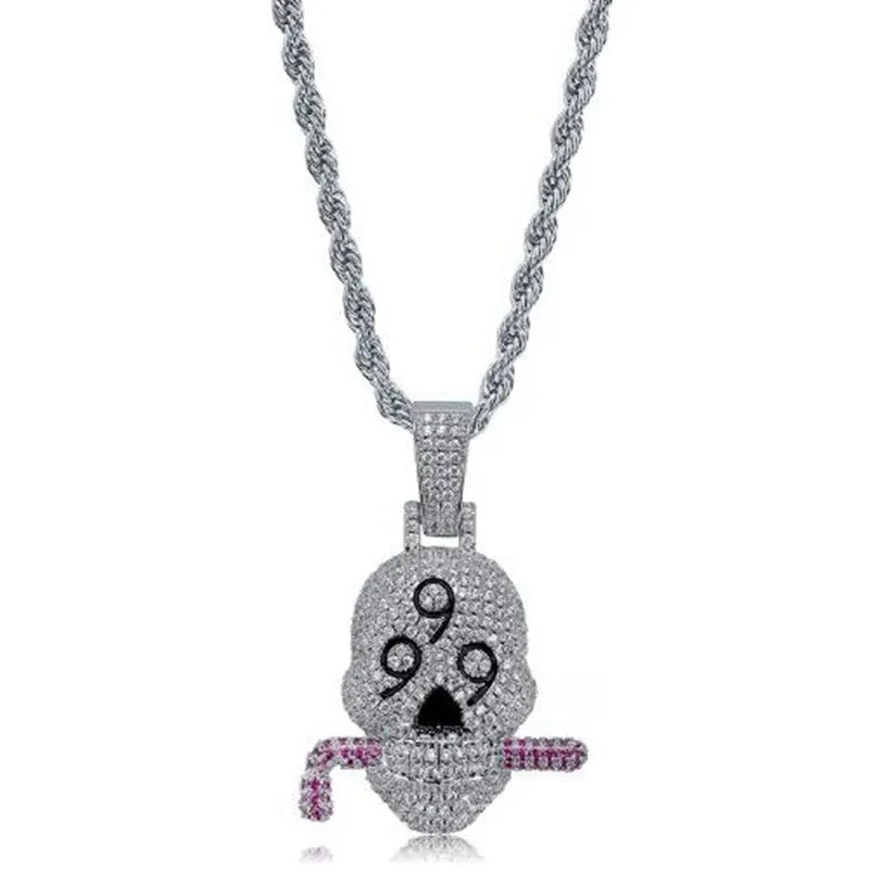 Iced Out 999 Skull Pendant