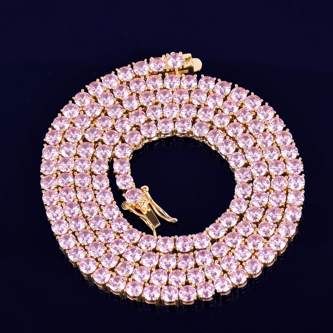 Elegant Pink Tennis Necklace