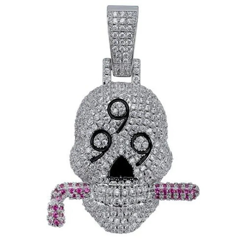 Iced Out 999 Skull Pendant