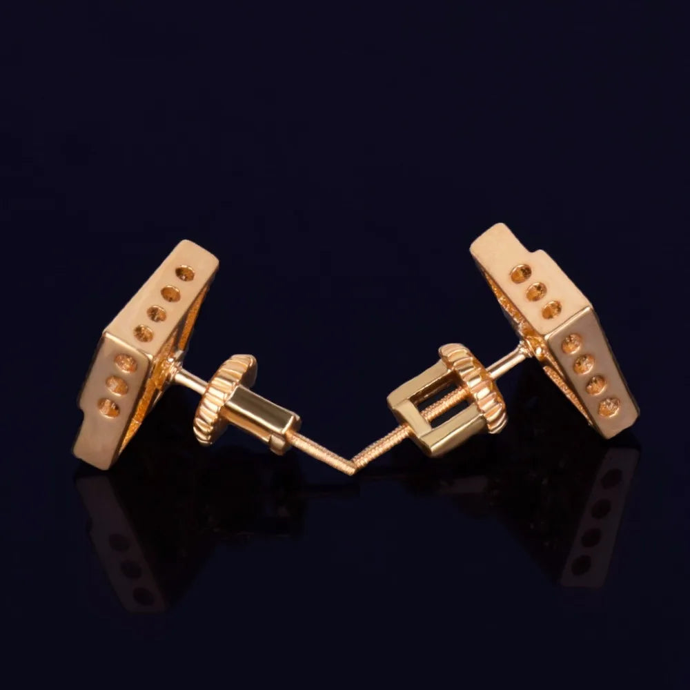 10mm Square Maze Stud Earrings