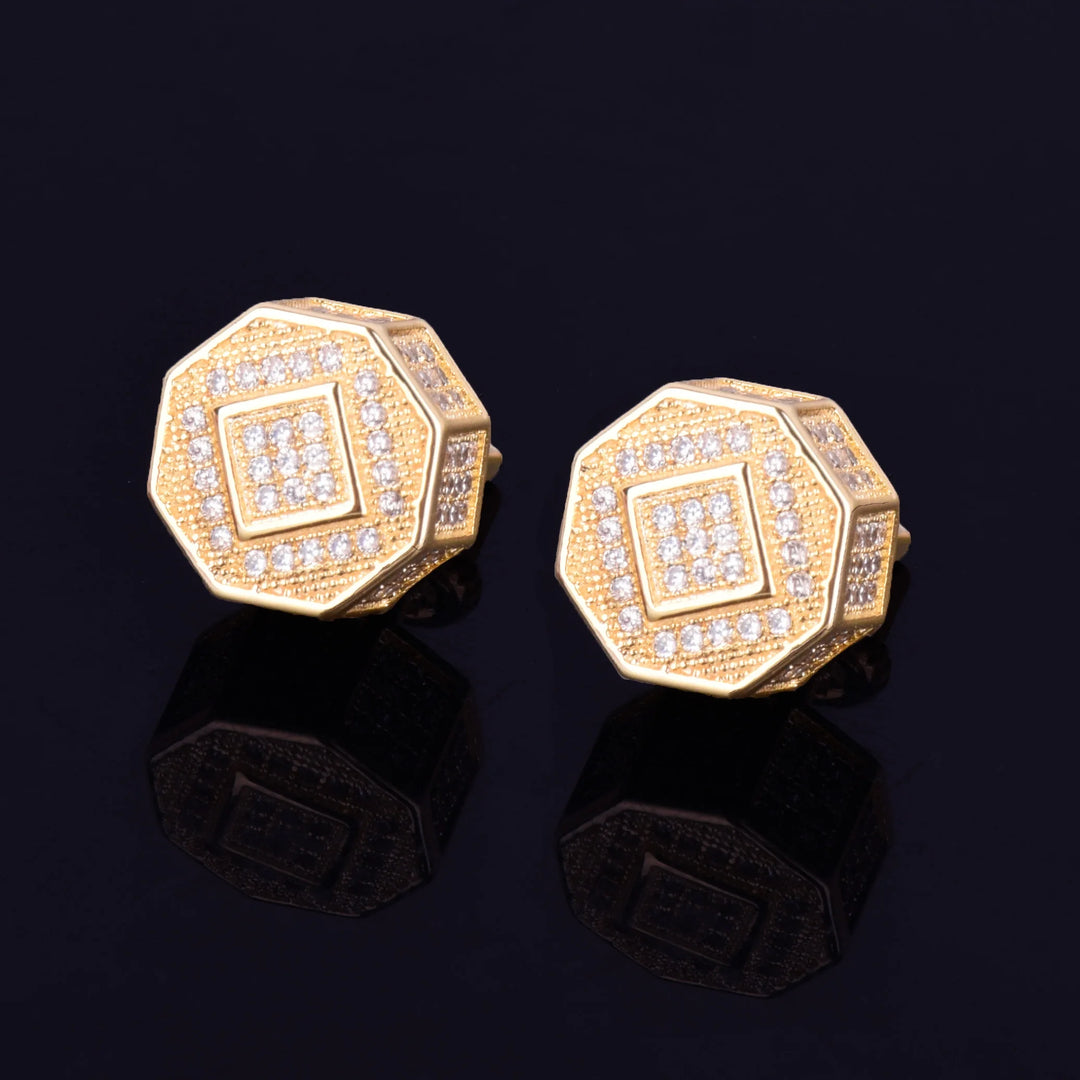 Hex Round Stud Earring