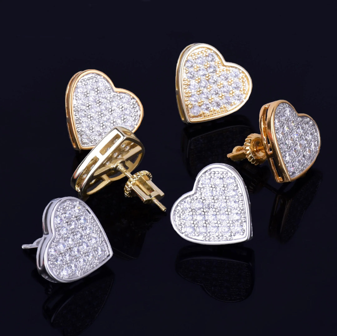 14mm Heart Stud Earrings