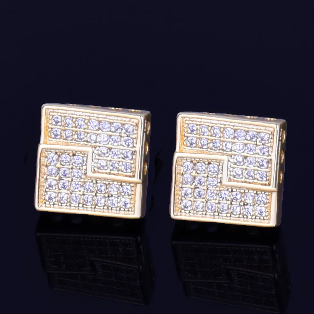 10mm Square Maze Stud Earrings