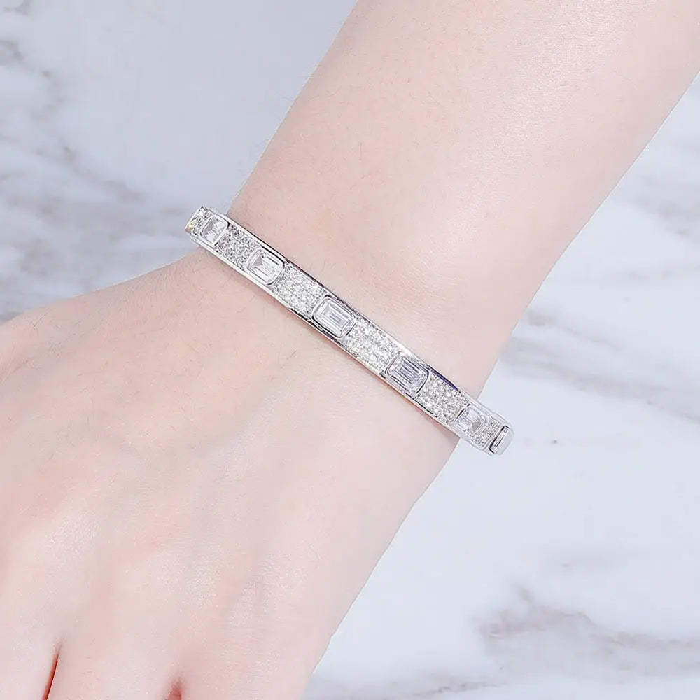 Iced-Out Emerald Cut Stone Bracelet