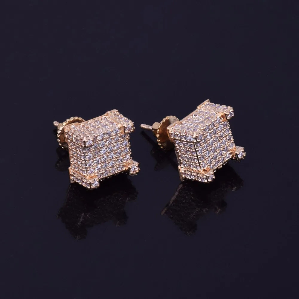 10mm Square Micro Pave Stud Earrings