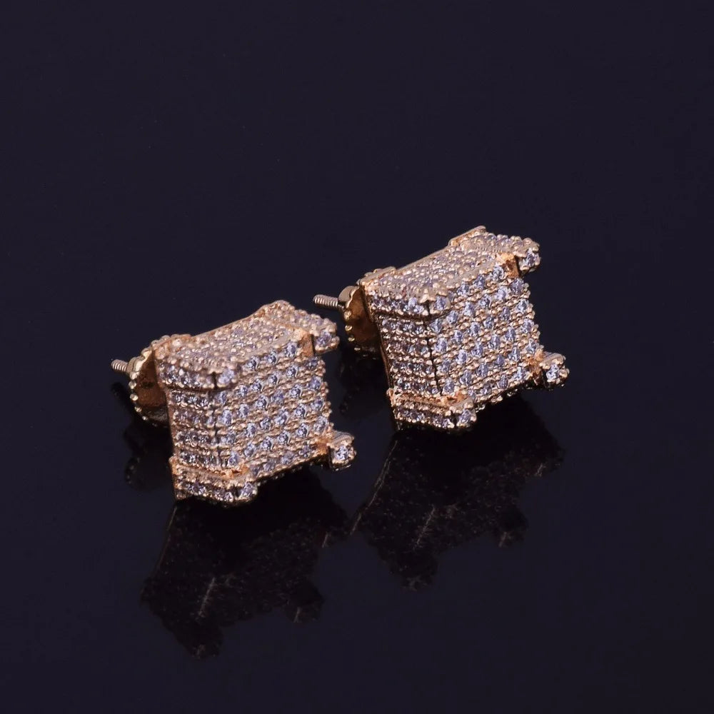 10mm Square Micro Pave Stud Earrings