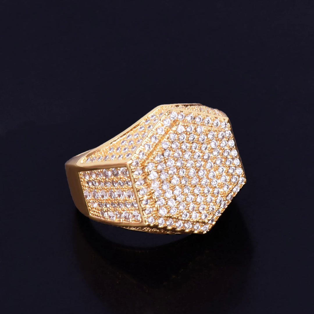 Iced Hexagon Ring (Gold)