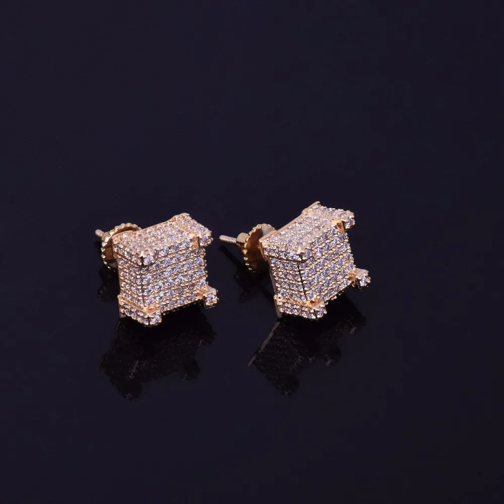 10mm Square Micro Pave Stud Earrings