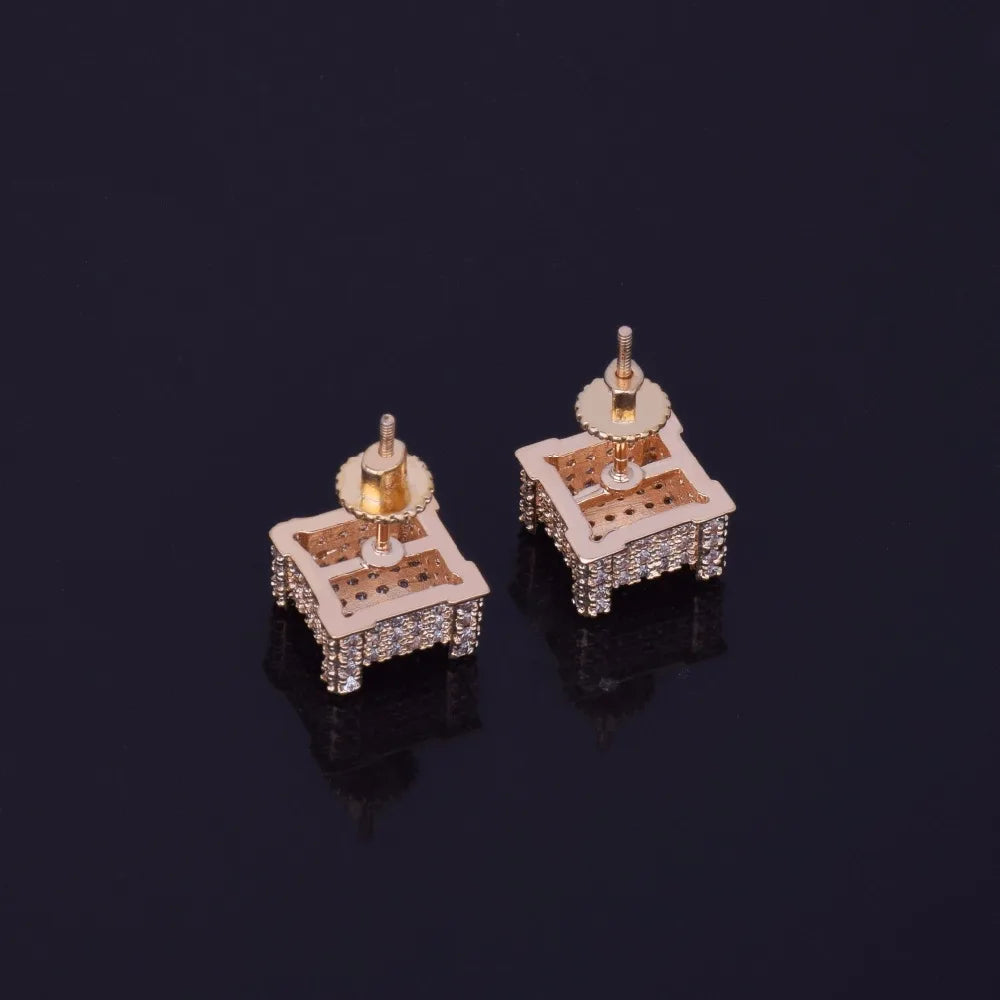 10mm Square Micro Pave Stud Earrings