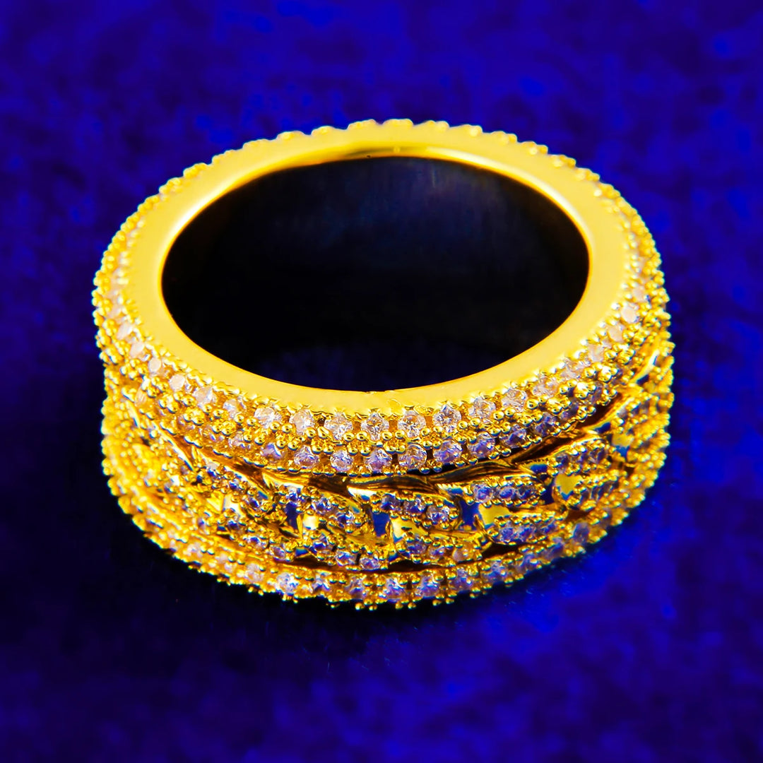 Iced Out Gold Plated Spinning Ring