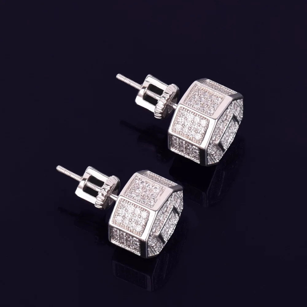 Hex Round Stud Earring