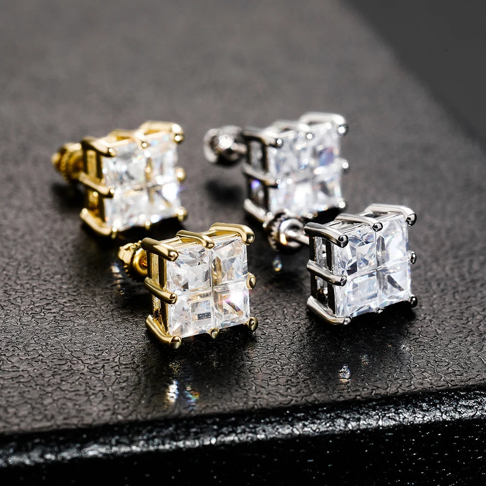 Iced Baguette Square Earrings