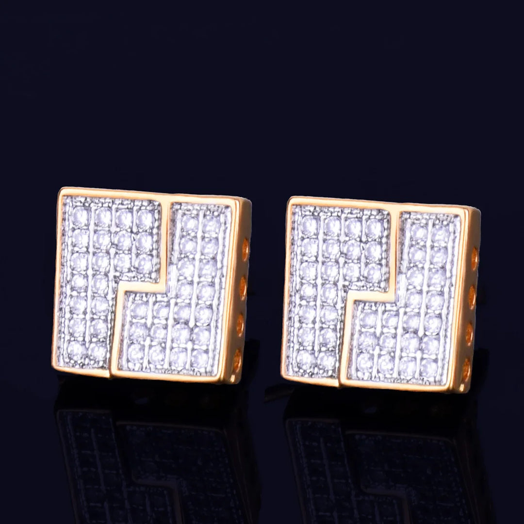 10mm Square Maze Stud Earrings