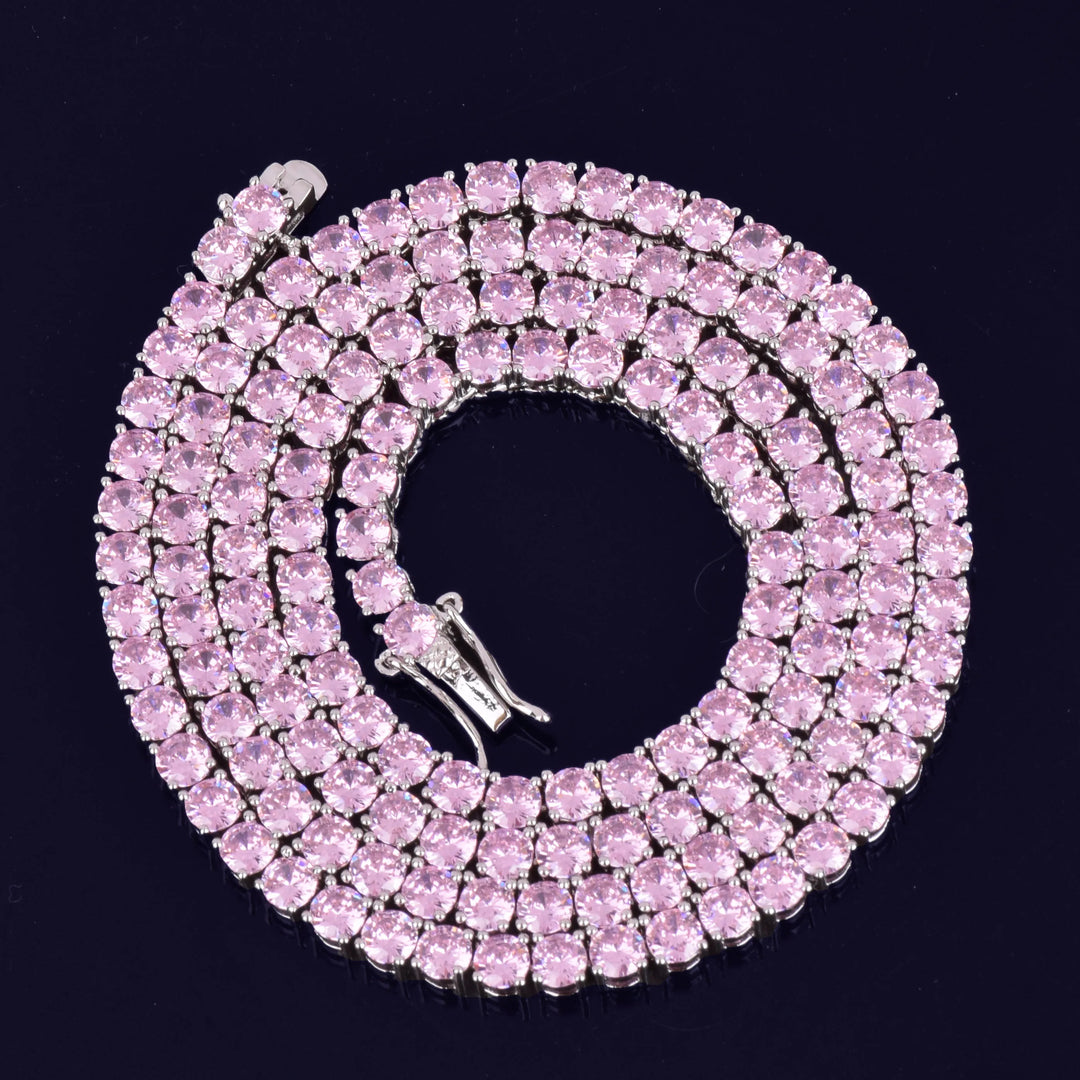 Elegant Pink Tennis Necklace