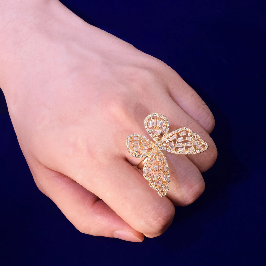 Butterfly Baguette Adjustable Ring