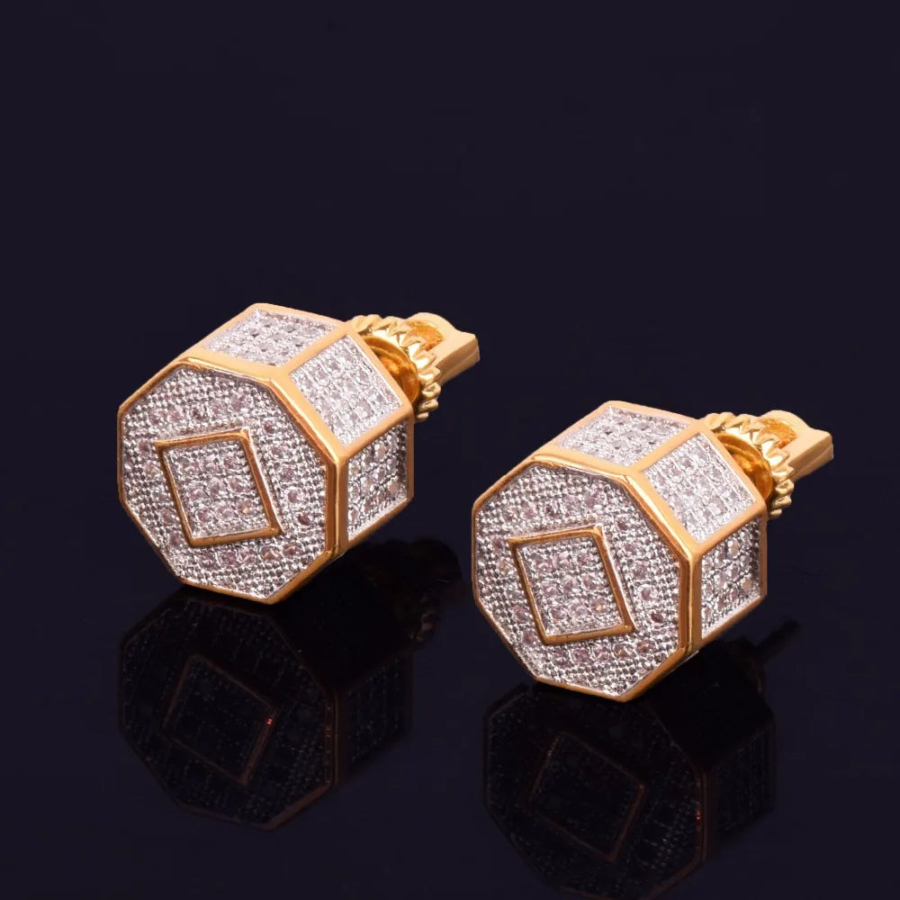 Hex Round Stud Earring