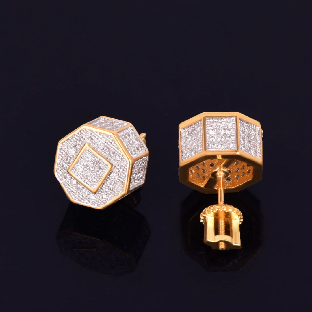 Hex Round Stud Earring